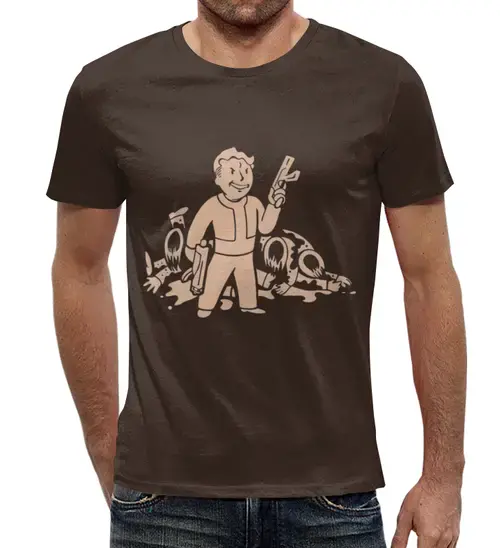 Заказать мужскую футболку в Москве. Футболка с полной запечаткой (мужская) Fallout от galaxy secret - готовые дизайны и нанесение принтов.