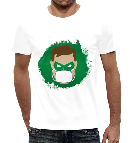 Заказать мужскую футболку в Москве. Футболка с полной запечаткой (мужская) Зеленый фонарь (Коллекция: Герои носят маски) от GeekFox  - готовые дизайны и нанесение принтов.