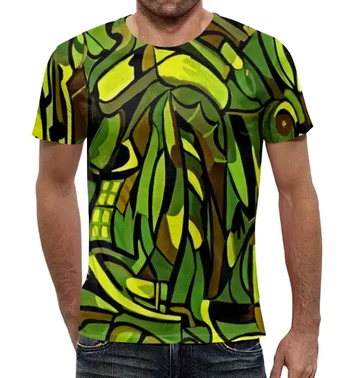 Заказать мужскую футболку в Москве. Футболка с полной запечаткой (мужская) Оттенки зеленого от THE_NISE  - готовые дизайны и нанесение принтов.