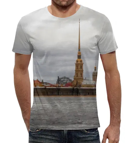 Заказать мужскую футболку в Москве. Футболка с полной запечаткой (мужская) Город от NataKoch  - готовые дизайны и нанесение принтов.