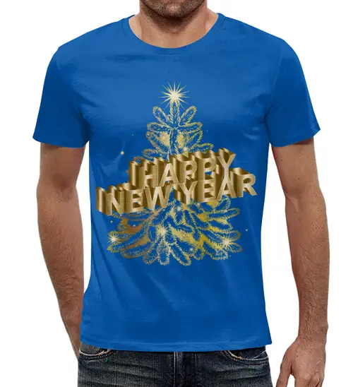 Заказать мужскую футболку в Москве. Футболка с полной запечаткой (мужская) Новый год от THE_NISE  - готовые дизайны и нанесение принтов.