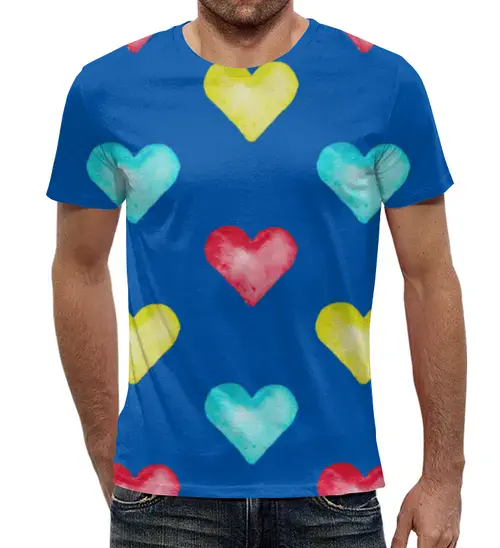 Заказать мужскую футболку в Москве. Футболка с полной запечаткой (мужская) Сердце от THE_NISE  - готовые дизайны и нанесение принтов.