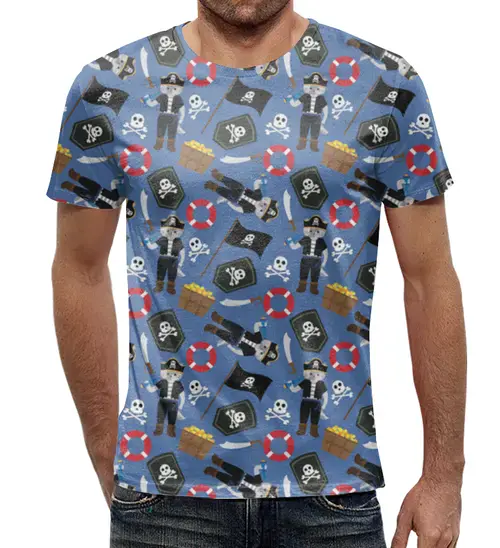 Заказать мужскую футболку в Москве. Футболка с полной запечаткой (мужская) Пираты  (1) от T-shirt print  - готовые дизайны и нанесение принтов.