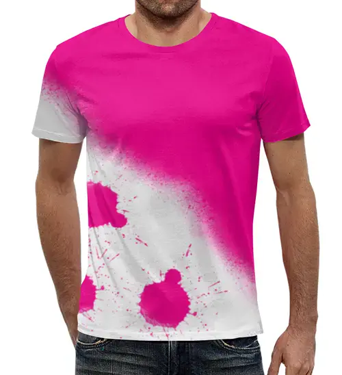 Заказать мужскую футболку в Москве. Футболка с полной запечаткой (мужская) Pink splash от notesinthemargin@yandex.ru - готовые дизайны и нанесение принтов.