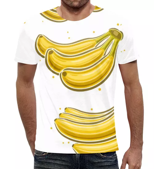 Заказать мужскую футболку в Москве. Футболка с полной запечаткой (мужская) Бананы от skynatural - готовые дизайны и нанесение принтов.
