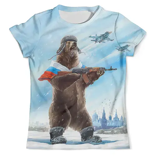 Заказать мужскую футболку в Москве. Футболка с полной запечаткой (мужская) RUSSIA BEAR_ от balden - готовые дизайны и нанесение принтов.