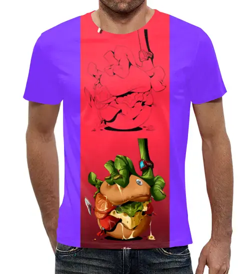 Заказать мужскую футболку в Москве. Футболка с полной запечаткой (мужская) Зомби Бургер от ADMIN MMORPG - готовые дизайны и нанесение принтов.