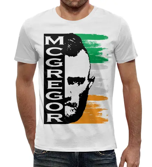 Заказать мужскую футболку в Москве. Футболка с полной запечаткой (мужская) Конор Макгрегор от Amerikanka - готовые дизайны и нанесение принтов.