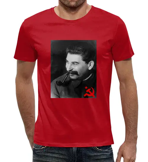 Заказать мужскую футболку в Москве. Футболка с полной запечаткой (мужская) Сталин от THE_NISE  - готовые дизайны и нанесение принтов.