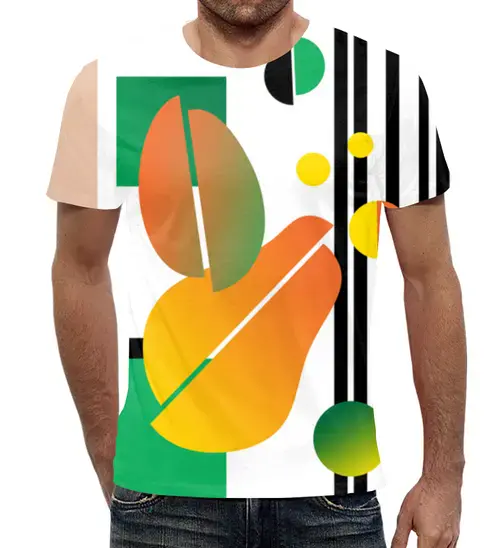 Заказать мужскую футболку в Москве. Футболка с полной запечаткой (мужская) Фруктовая геометрия от ELENA ZHARINOVA - готовые дизайны и нанесение принтов.