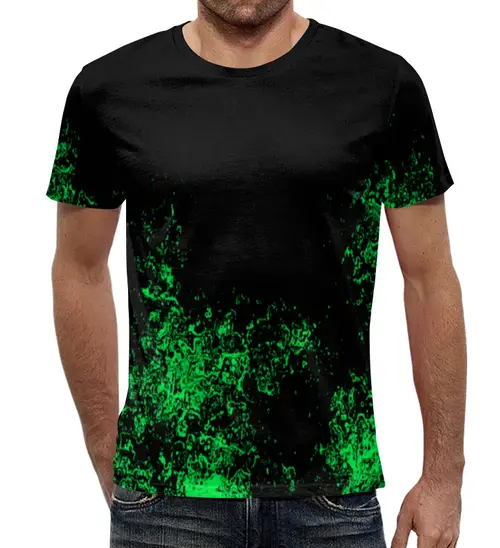 Заказать мужскую футболку в Москве. Футболка с полной запечаткой (мужская) Зелёная краска от Fonzo - готовые дизайны и нанесение принтов.