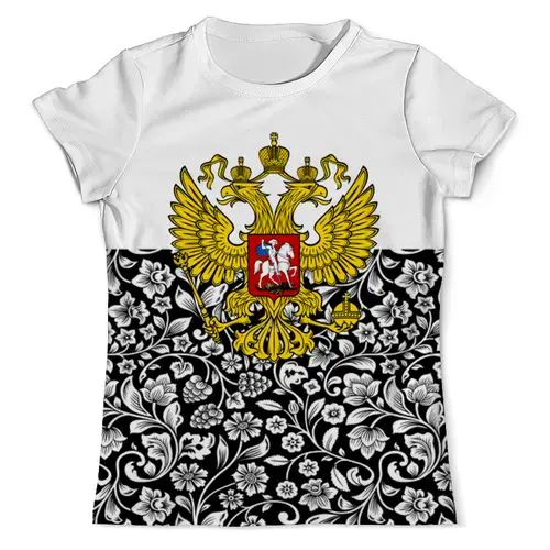 Заказать мужскую футболку в Москве. Футболка с полной запечаткой (мужская) Цветы и герб от THE_NISE  - готовые дизайны и нанесение принтов.