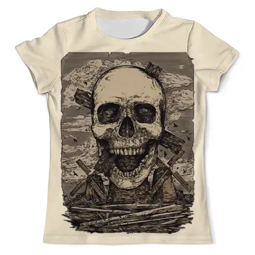 Заказать мужскую футболку в Москве. Футболка с полной запечаткой (мужская) Skull Art от Leichenwagen - готовые дизайны и нанесение принтов.