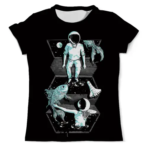 Заказать мужскую футболку в Москве. Футболка с полной запечаткой (мужская) Космонавт от coolmag - готовые дизайны и нанесение принтов.
