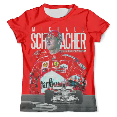Заказать мужскую футболку в Москве. Футболка с полной запечаткой (мужская) Michael Schumacher от balden - готовые дизайны и нанесение принтов.