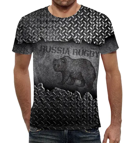 Заказать мужскую футболку в Москве. Футболка с полной запечаткой (мужская) Россия регби - эксклюзив от rugby - готовые дизайны и нанесение принтов.