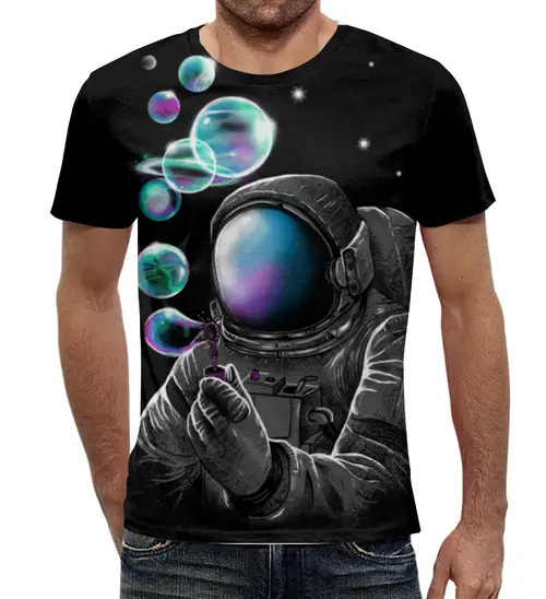Заказать мужскую футболку в Москве. Футболка с полной запечаткой (мужская) Космические пузыри от printik - готовые дизайны и нанесение принтов.