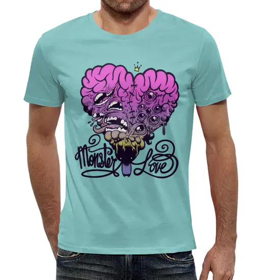 Заказать мужскую футболку в Москве. Футболка с полной запечаткой (мужская) Monster love от T-shirt print  - готовые дизайны и нанесение принтов.