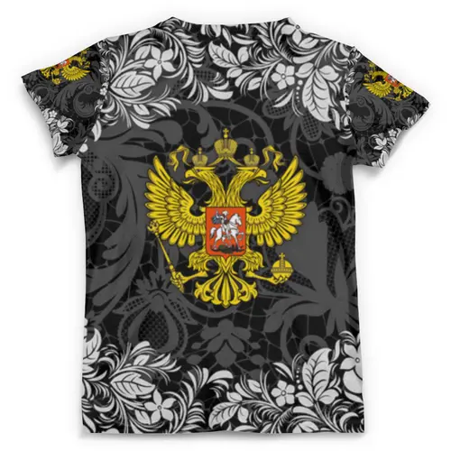 Заказать мужскую футболку в Москве. Футболка с полной запечаткой (мужская) Российский герб от Media M  - готовые дизайны и нанесение принтов.