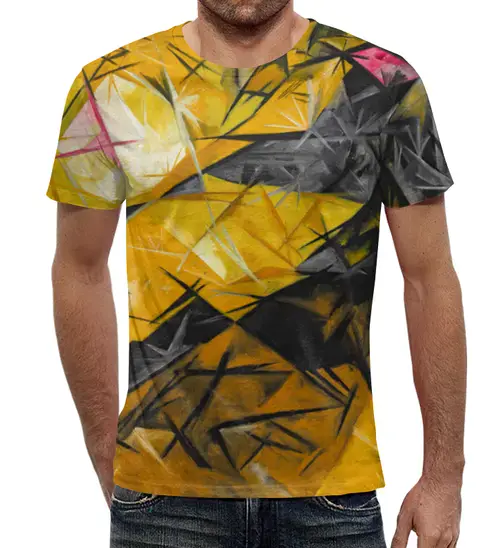 Заказать мужскую футболку в Москве. Футболка с полной запечаткой (мужская) Кошки (Розовое, черное и желтое) от trend - готовые дизайны и нанесение принтов.