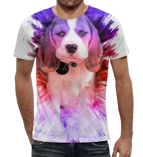 Заказать мужскую футболку в Москве. Футболка с полной запечаткой (мужская) Dogs love art от esse - готовые дизайны и нанесение принтов.