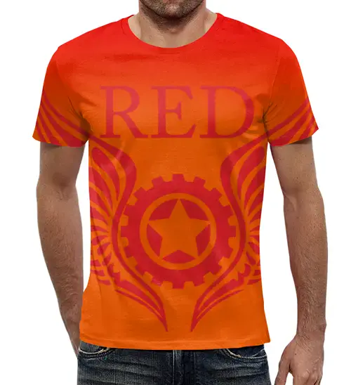 Заказать мужскую футболку в Москве. Футболка с полной запечаткой (мужская) RED'S Logo от RED'S - готовые дизайны и нанесение принтов.
