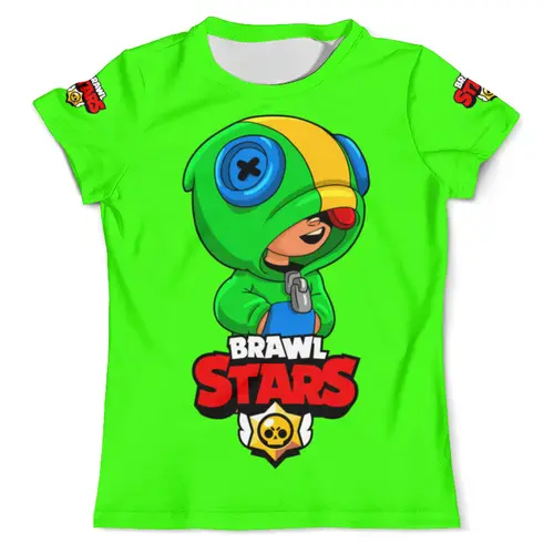 Заказать мужскую футболку в Москве. Футболка с полной запечаткой (мужская) BRAWL STARS LEON  от geekbox - готовые дизайны и нанесение принтов.
