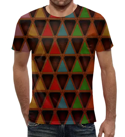Заказать мужскую футболку в Москве. Футболка с полной запечаткой (мужская) Triangle Style от Fonzo - готовые дизайны и нанесение принтов.