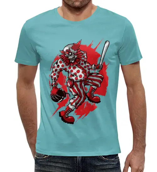 Заказать мужскую футболку в Москве. Футболка с полной запечаткой (мужская) Злой клоун от T-shirt print  - готовые дизайны и нанесение принтов.