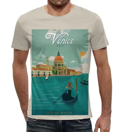 Заказать мужскую футболку в Москве. Футболка с полной запечаткой (мужская) Венеция от acidhouses - готовые дизайны и нанесение принтов.