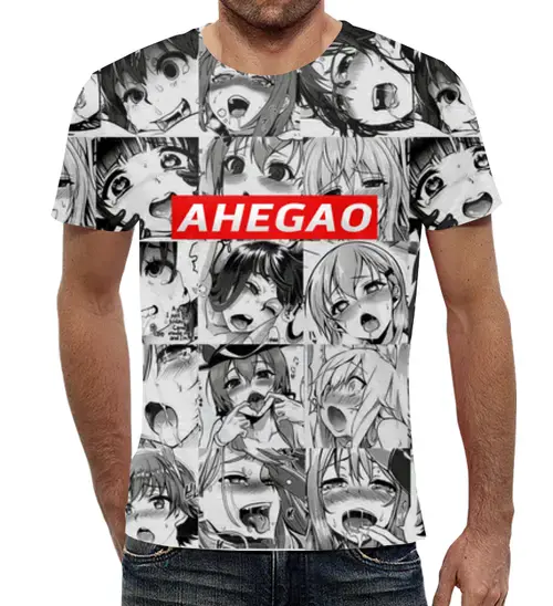 Заказать мужскую футболку в Москве. Футболка с полной запечаткой (мужская) Ahegao от weeert - готовые дизайны и нанесение принтов.