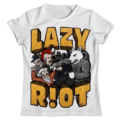 Заказать мужскую футболку в Москве. Футболка с полной запечаткой (мужская) Lazy riot от Серега Шнайдер - готовые дизайны и нанесение принтов.