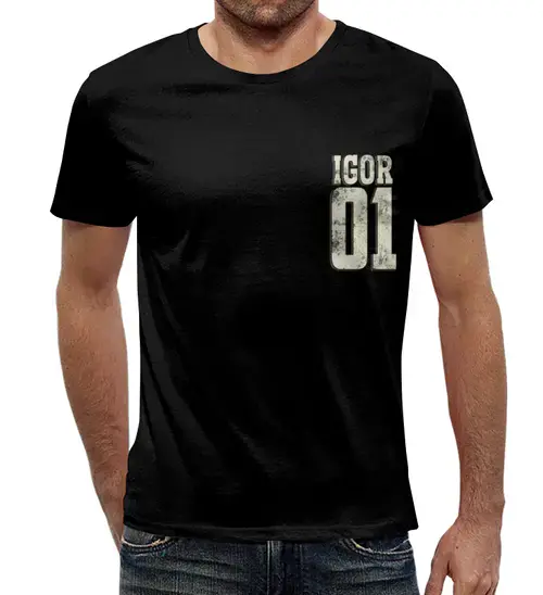 Заказать мужскую футболку в Москве. Футболка с полной запечаткой (мужская) Женя 01 от weeert - готовые дизайны и нанесение принтов.