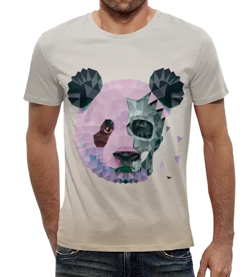 Заказать мужскую футболку в Москве. Футболка с полной запечаткой (мужская) Polygonal panda от Maks Lange - готовые дизайны и нанесение принтов.
