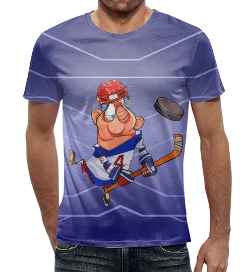 Заказать мужскую футболку в Москве. Футболка с полной запечаткой (мужская) Хоккеист  от T-shirt print  - готовые дизайны и нанесение принтов.