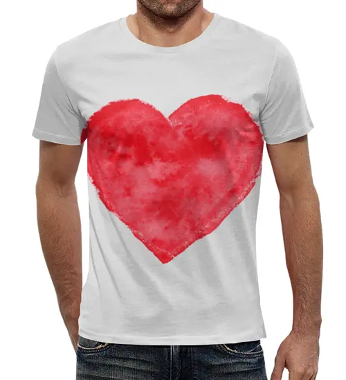 Заказать мужскую футболку в Москве. Футболка с полной запечаткой (мужская) Red heart от Илья Щеблецов - готовые дизайны и нанесение принтов.