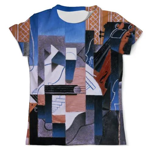 Заказать мужскую футболку в Москве. Футболка с полной запечаткой (мужская) Скрипка и гитара (Хуан Грис) от trend - готовые дизайны и нанесение принтов.