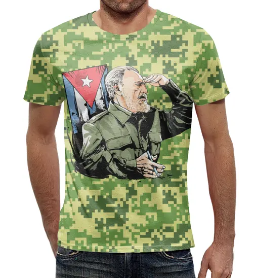 Заказать мужскую футболку в Москве. Футболка с полной запечаткой (мужская) Fidel Castro  от balden - готовые дизайны и нанесение принтов.