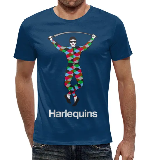 Заказать мужскую футболку в Москве. Футболка с полной запечаткой (мужская) Харлекуинс регби от rugby - готовые дизайны и нанесение принтов.