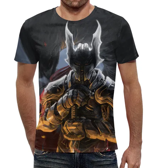 Заказать мужскую футболку в Москве. Футболка с полной запечаткой (мужская) Рыцарь с драконом от galaxy secret - готовые дизайны и нанесение принтов.