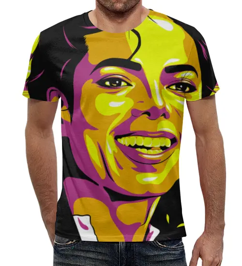 Заказать мужскую футболку в Москве. Футболка с полной запечаткой (мужская) Майкл Джексон от Виктор Гришин - готовые дизайны и нанесение принтов.
