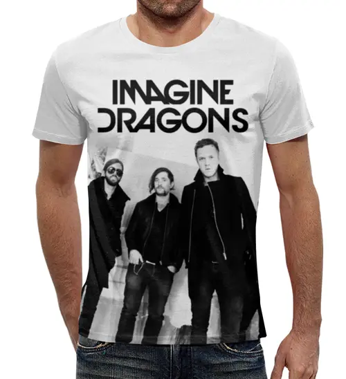 Заказать мужскую футболку в Москве. Футболка с полной запечаткой (мужская) Imagine Dragons от geekbox - готовые дизайны и нанесение принтов.