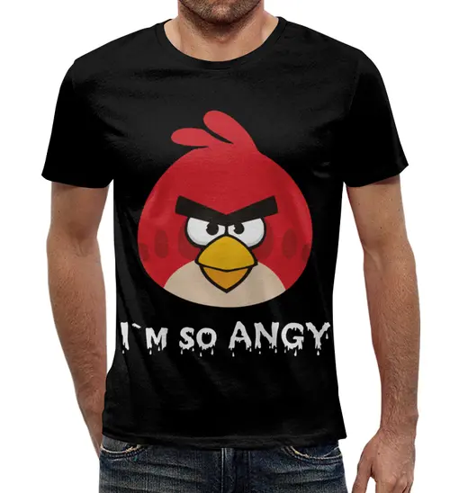 Заказать мужскую футболку в Москве. Футболка с полной запечаткой (мужская) Angry birds от Александр - готовые дизайны и нанесение принтов.