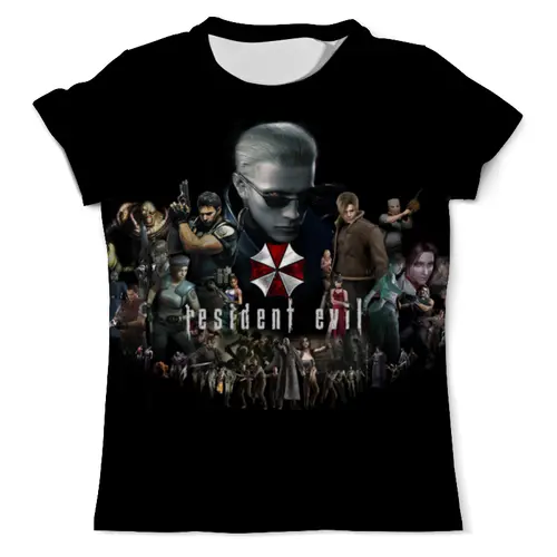 Заказать мужскую футболку в Москве. Футболка с полной запечаткой (мужская) Resident Evil от game-fan - готовые дизайны и нанесение принтов.