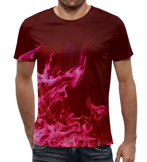 Заказать мужскую футболку в Москве. Футболка с полной запечаткой (мужская) Розовый огонь от THE_NISE  - готовые дизайны и нанесение принтов.