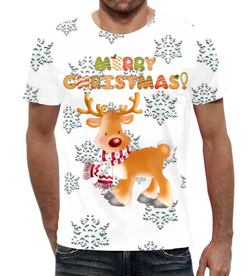 Заказать мужскую футболку в Москве. Футболка с полной запечаткой (мужская) Merry Christmas!  от T-shirt print  - готовые дизайны и нанесение принтов.