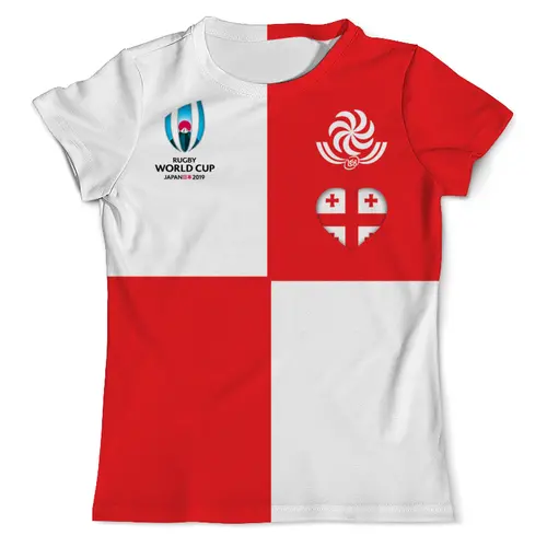 Заказать мужскую футболку в Москве. Футболка с полной запечаткой (мужская) Грузия регби от rugby - готовые дизайны и нанесение принтов.