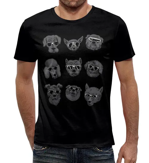 Заказать мужскую футболку в Москве. Футболка с полной запечаткой (мужская) Собакины от T-shirt print  - готовые дизайны и нанесение принтов.