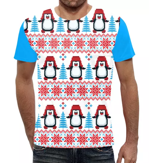 Заказать мужскую футболку в Москве. Футболка с полной запечаткой (мужская) пингвины от queen  - готовые дизайны и нанесение принтов.
