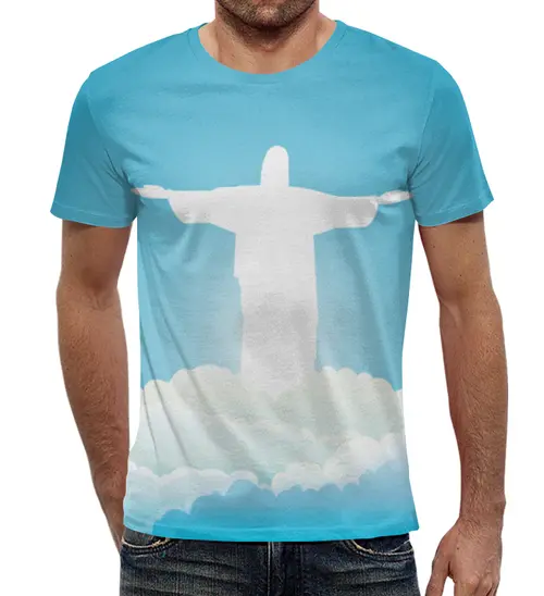 Заказать мужскую футболку в Москве. Футболка с полной запечаткой (мужская) Иисус Христос от god - готовые дизайны и нанесение принтов.